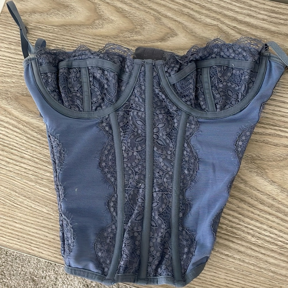 Blue/gray urban outfitters out from under love corset top. Great condition.